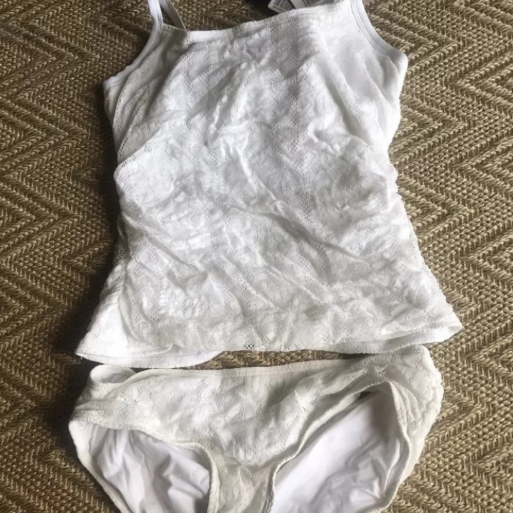 Coco Reef White Tankini Swimsuit 36C Top and L Btm